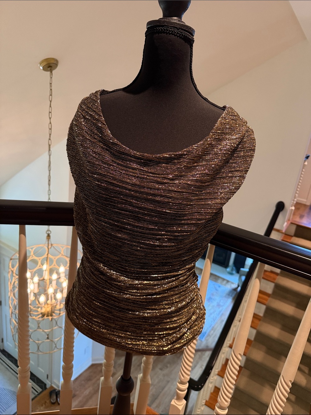 Frank Lyman Design Metallic Bronze Evening Top